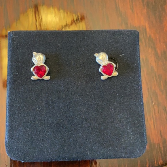 Tweety Bird pendant & earrings w/ red heart crystal sterling and 24k - Picture 5 of 8